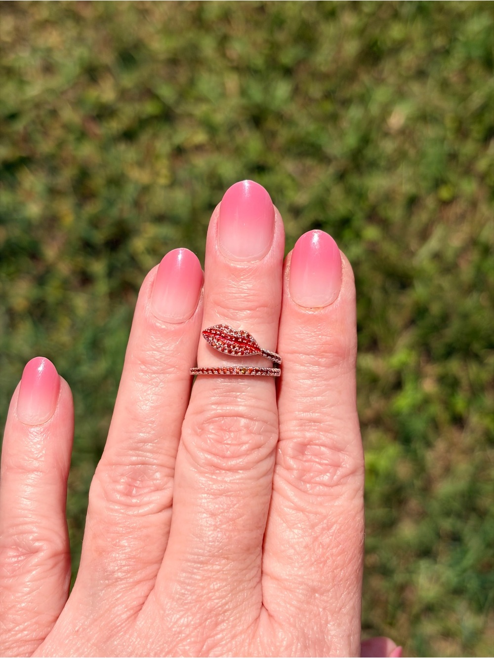 Fragrant Jewels “Scandalous” Collectible Ring Garnet Colored & Clear CZ Stone